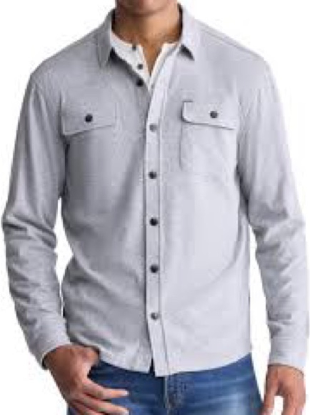 Buffalo David Bitton Light Gray Button-Down Shirt